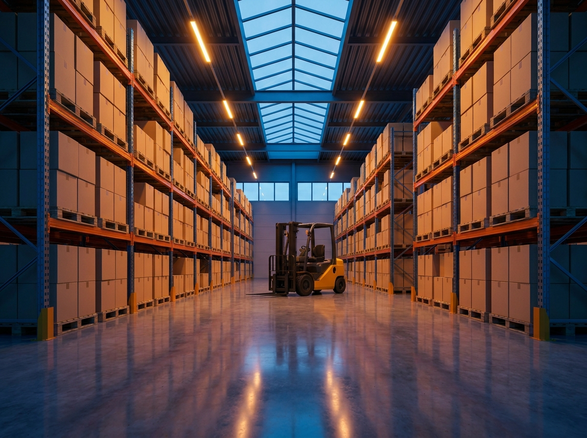 Our warehouse facility in Nicosia at dusk